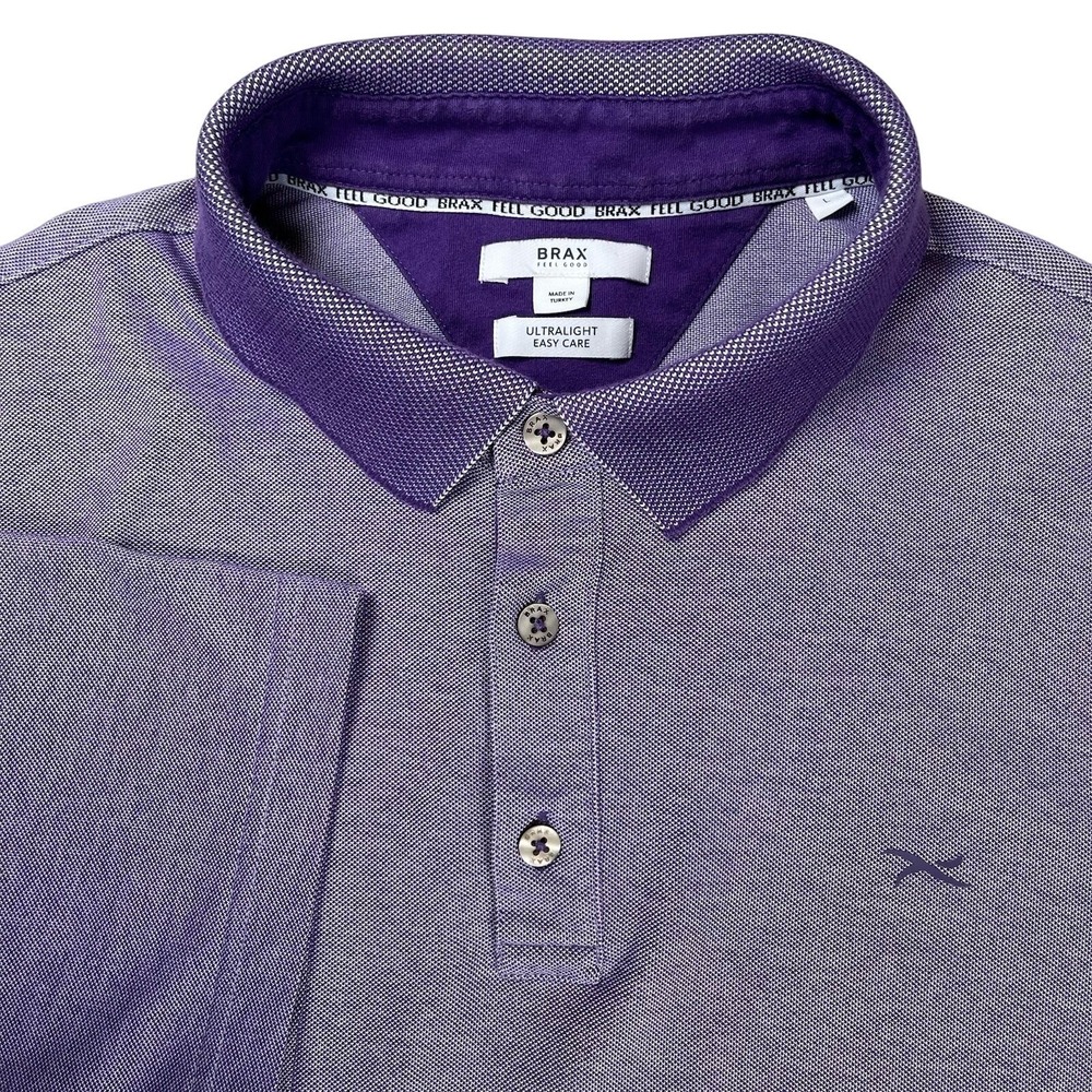 Brax Feel‎ Good Petter Polo Shirt Mens Sz Large Purple Short Sleeve Ultralight
